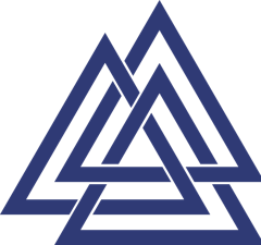 One-colour navy mark on white